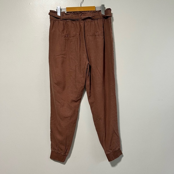 Forever 21 Brown Linen Blend Belted Jogger Pants - Size L - Picture 10 of 12